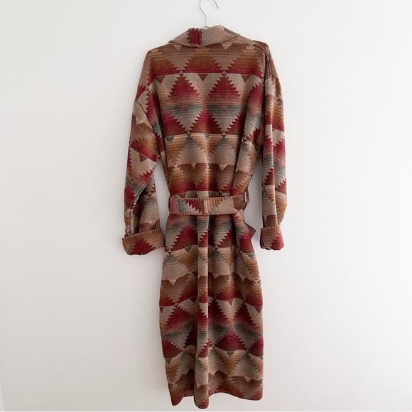 Vintage Southwestern Blanket Robe Tribal Pattern Belted Duster Boho Western XL - Picture 7 of 10